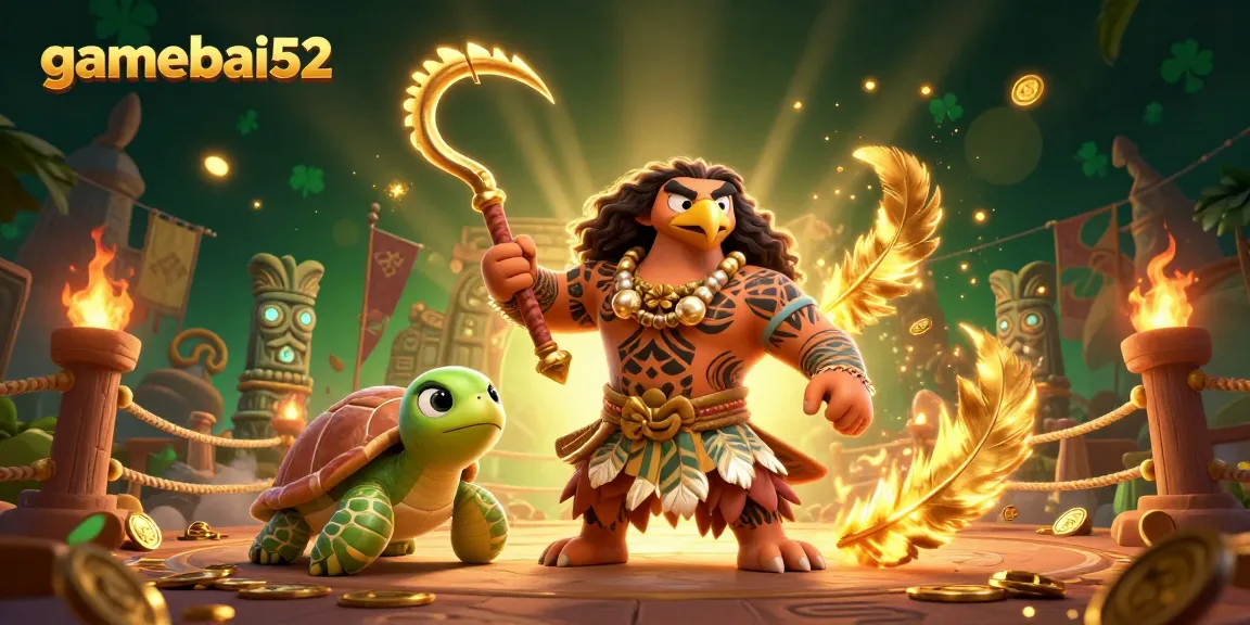 Engage with gamebai52 in an exciting atmosphere featuring dynamic gambling elements and vibrant characters.