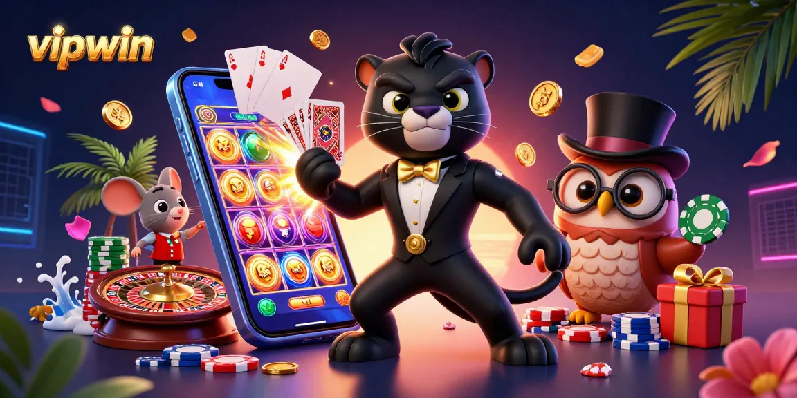Experience thrilling gameplay at vipwin with stylish cartoon characters showcasing casino excitement.