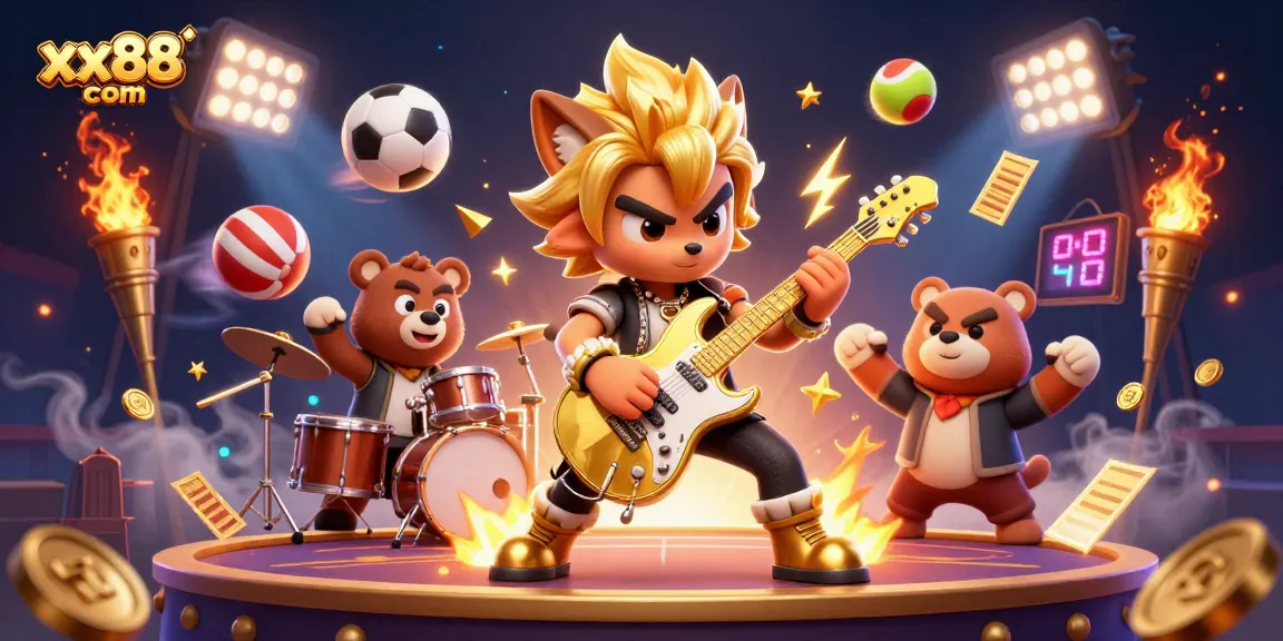 Experience the excitement of xx88 com with a vibrant casino scene featuring 3D characters and dynamic game elements.