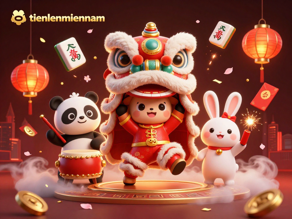 Engage in lively gameplay at tienlenmiennam with lion dance and festive elements enhancing your casino experience.