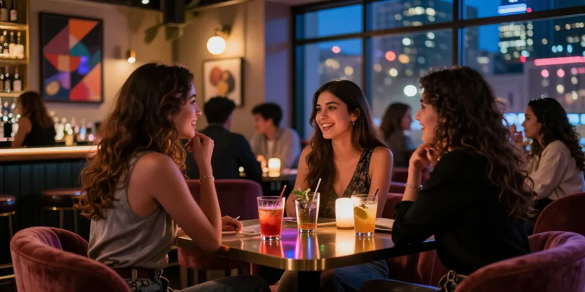 Gái gọi tận hưởng buổi tối sôi động tại quán bar cùng bạn bè ở thành phố.