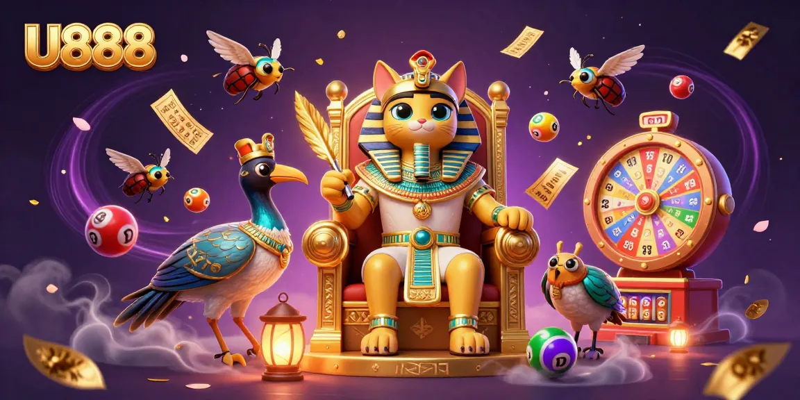 U888 engages players with thrilling lottery numbers, vibrant prize wheels, and a rich Egyptian-themed casino scene.