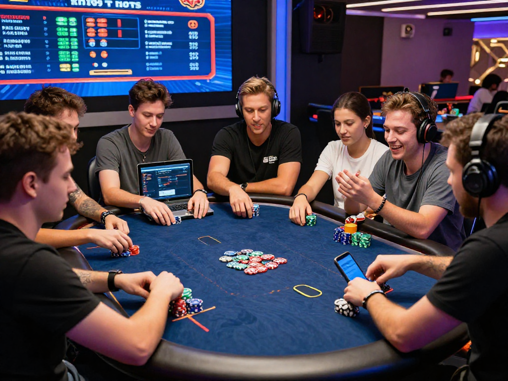 Poker88 players engaging in an exciting online poker game with vibrant chips and dynamic screens.