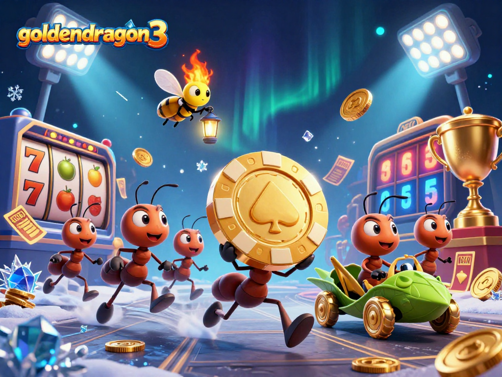 Join the adventure with goldendragon3 as ants steal a massive poker chip amidst casino excitement!