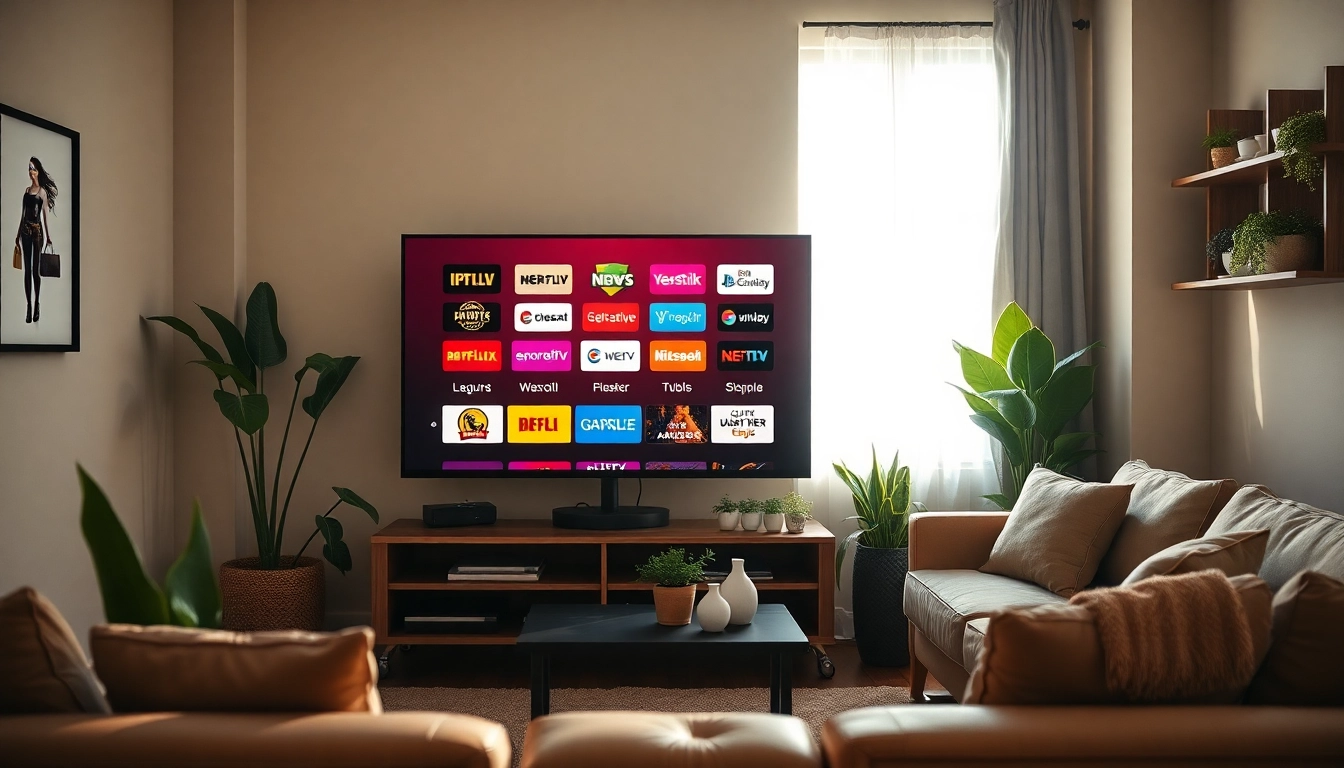 Enjoy seamless viewing experiences with an iptv subscription showcased in a modern living room setting.