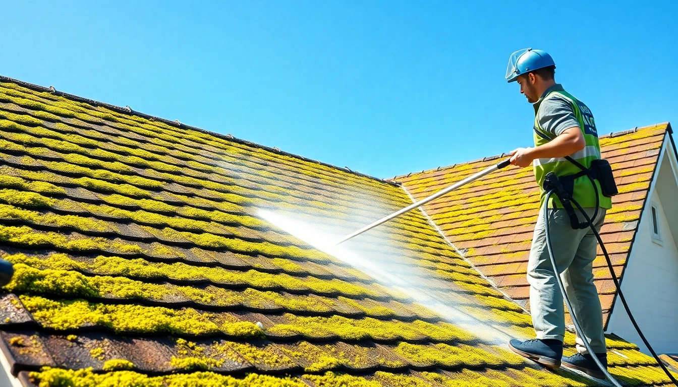 Enhance your roof with professional Roof Cleaning showcasing expert technique and vibrant surroundings.