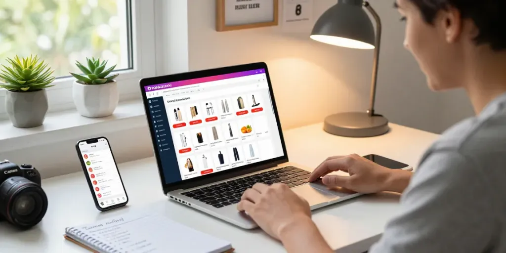 Engaging online shopping workspace with spreadsheet kakobuy links displayed on a laptop