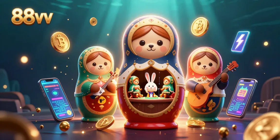 Engage with 88vv through a vibrant casino scene featuring animated characters and crypto elements.