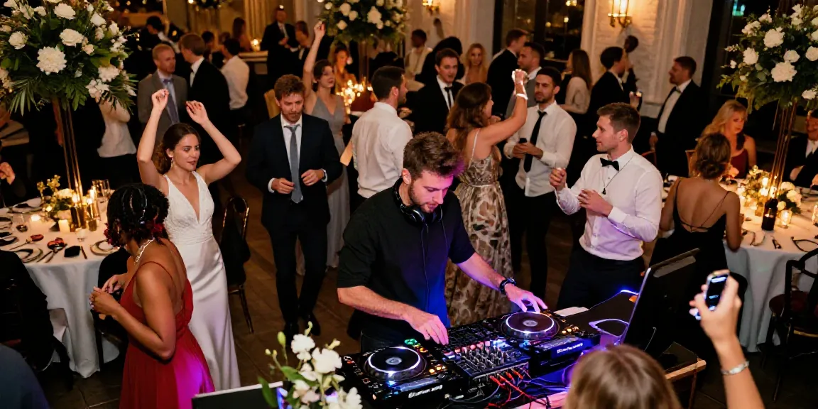 Dynamic wedding DJ performance in Berlin Brandenburg, guests dancing joyfully