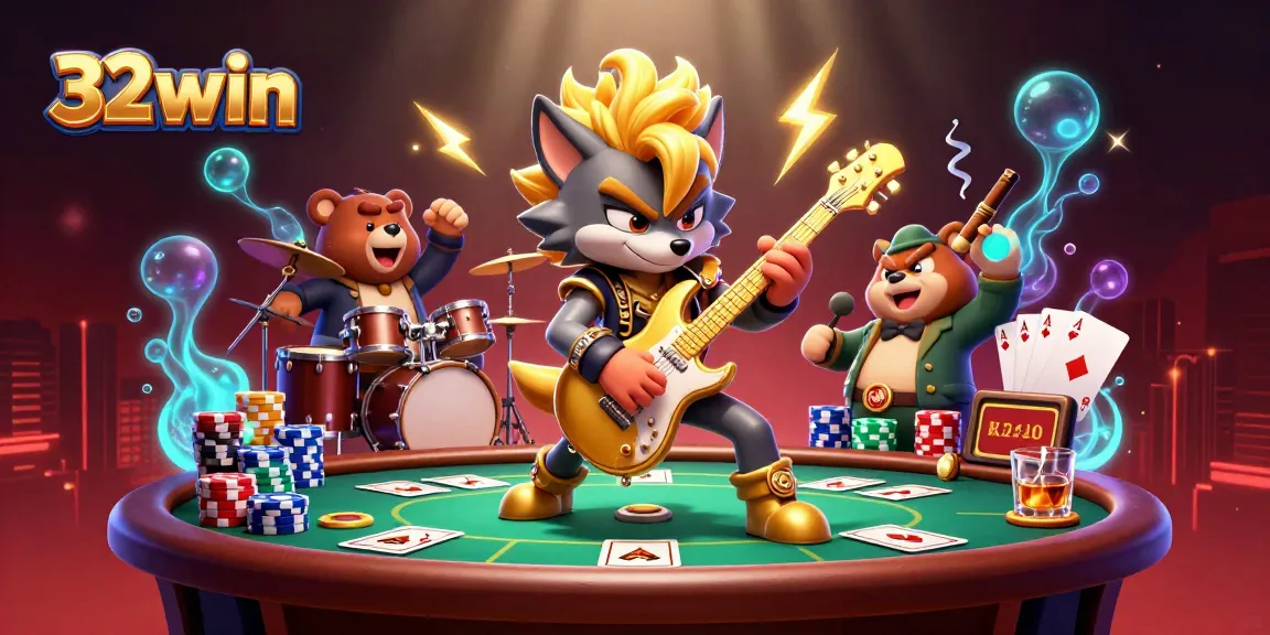 Experience thrilling gaming action at 32win with dynamic casino elements and vibrant characters.