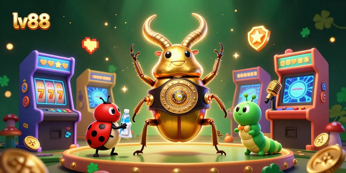Engage in thrilling gameplay at lv88 with a golden stag beetle and vibrant arcade elements.