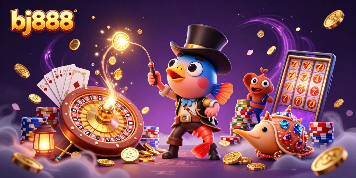 Experience exciting gameplay at bj888 with sparkling coins, cards, and treasures illuminating the scene.