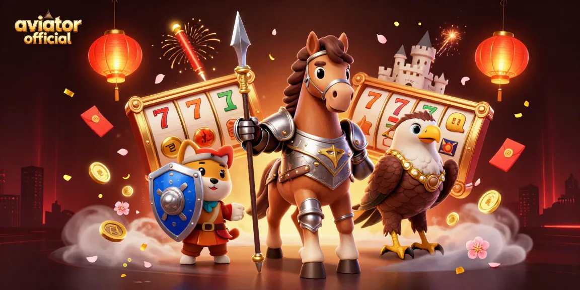 Aviator official slot game illustration featuring knights and fortune symbols in dynamic scene.
