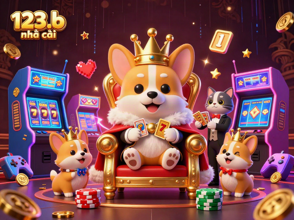 Experience 123b nhà cái with vibrant 3D cartoon characters celebrating casino wins.