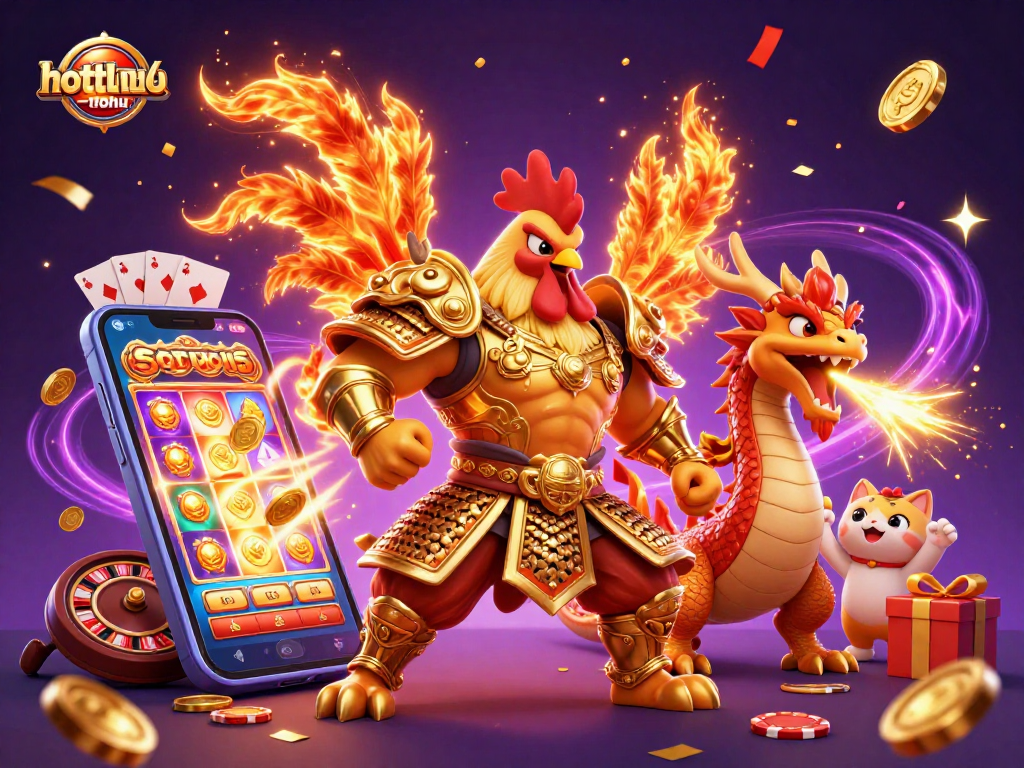 Join the action in hotline-nohu with a fighting rooster warrior, dragon hatchling, and jackpot games!