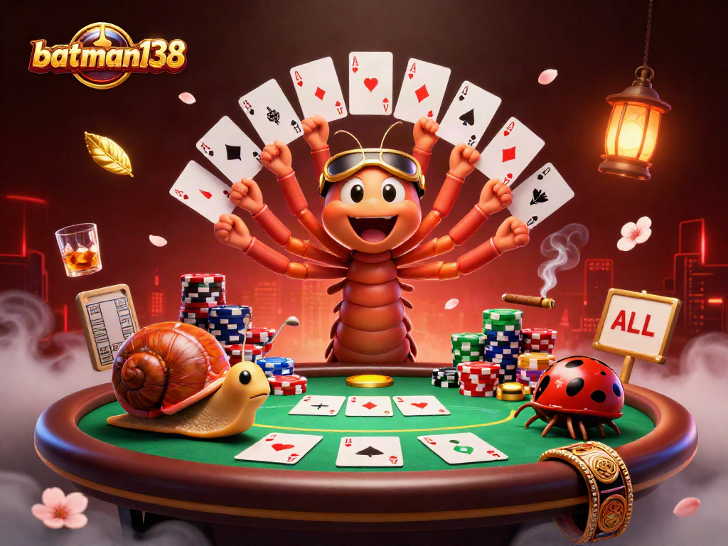 Join action at batman138 with a lively dealer and players, showcasing a vibrant poker scene.