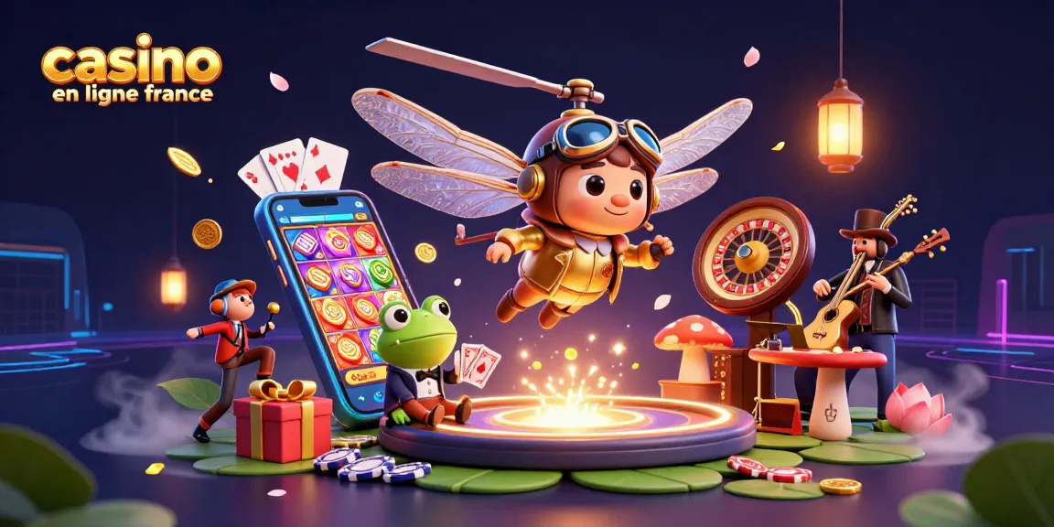 Vivez l'excitation du casino en ligne France avec un pilote libellule, un croupier grenouille et des musiciens!
