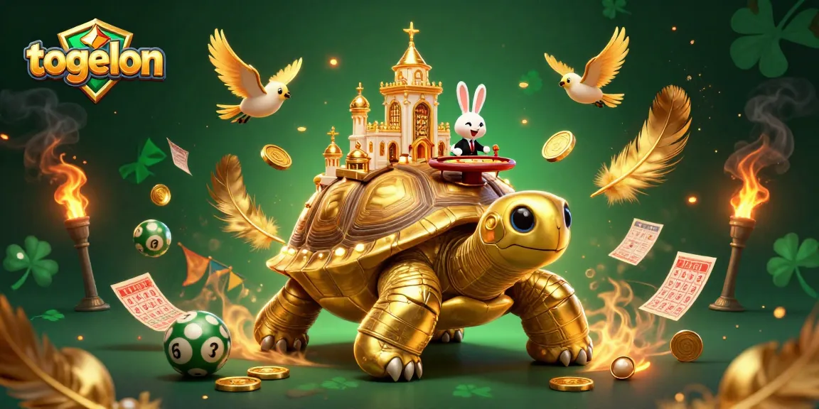 Spin the lottery with togelon as a golden tortoise and rabbit dealer unite to bring luck and fortune.