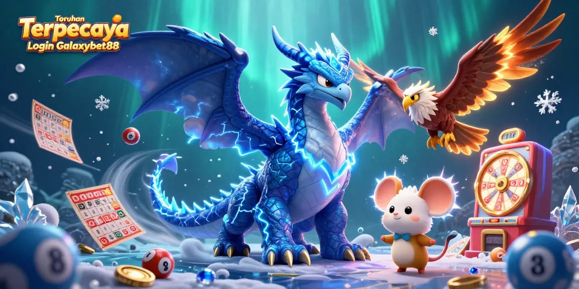 Engage in Taruhan Terpercaya Login Galaxybet88 lottery with vibrant 3D illustration featuring fun characters and exciting game elements