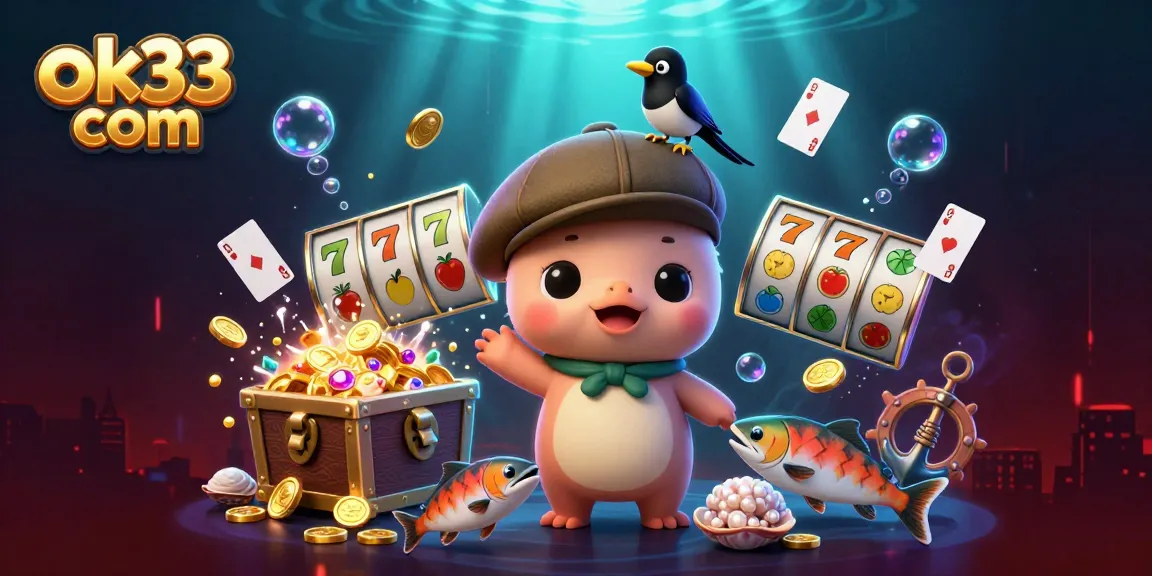 Experience the thrill of slots with cute characters in an enchanting underwater scene at ok33 com
