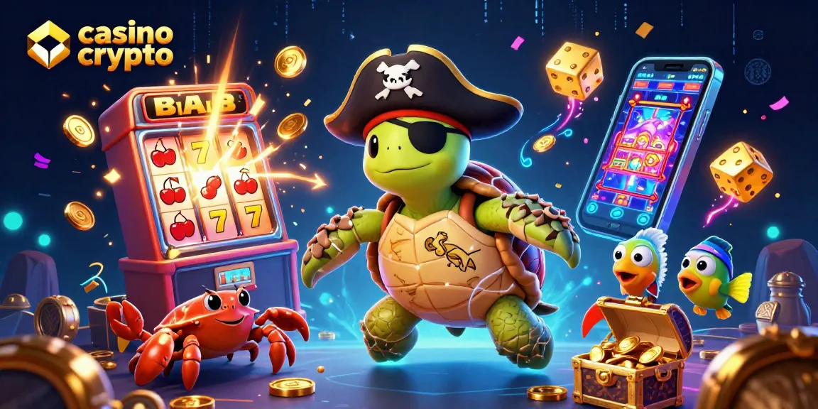 Découvrez un casino crypto dynamique avec une tortue pirate et des trésors éclatants.
