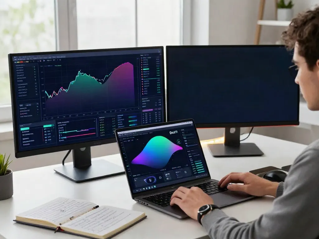 Alpha Vantage alternative showcased in a professional crypto trading workspace with advanced technical indicators and blockchain tools.
