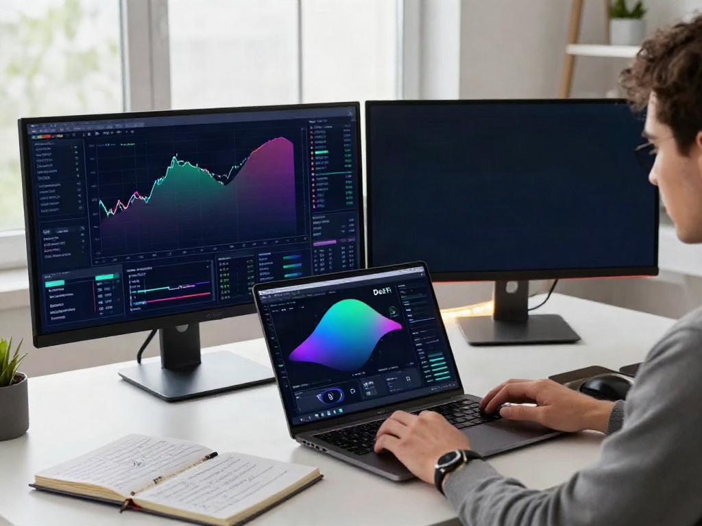 Alpha Vantage alternative showcased in a professional crypto trading workspace with advanced technical indicators and blockchain tools.